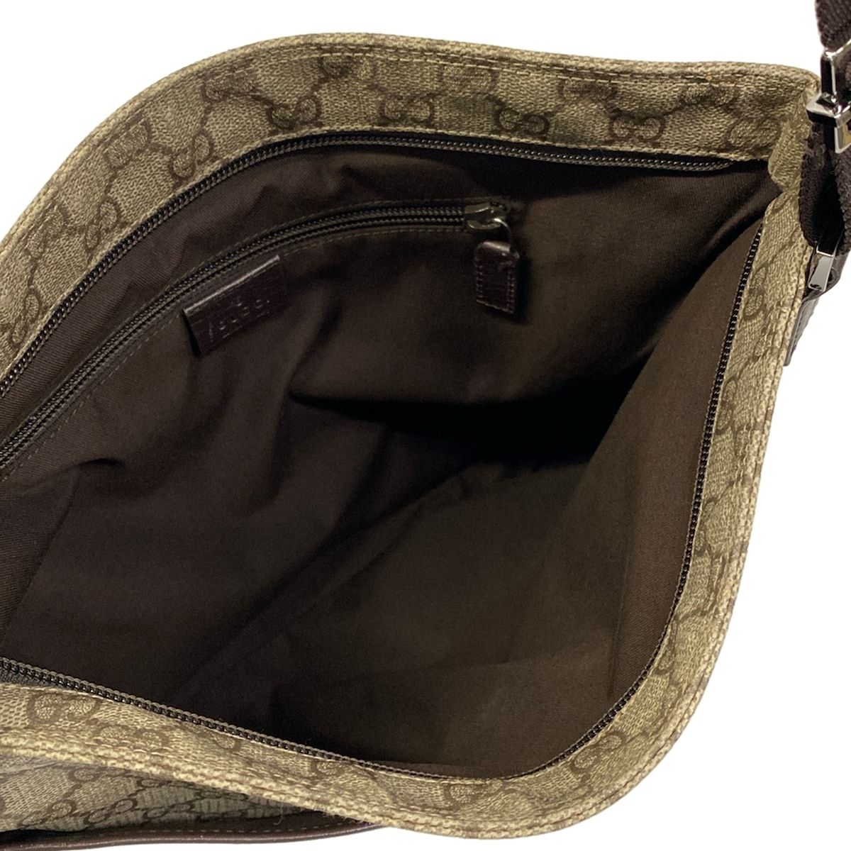Gucci Shoulder Bag GG Plus Supreme Beige Dark Brown Leather — view 7