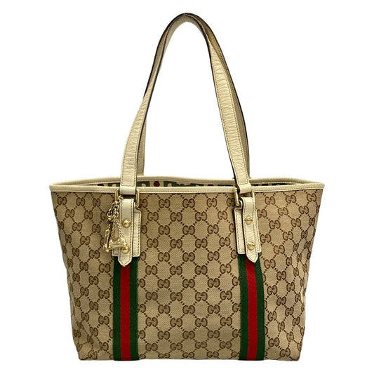 Gucci Tote GG Pattern Sherry Beige Ivory Multi Leather