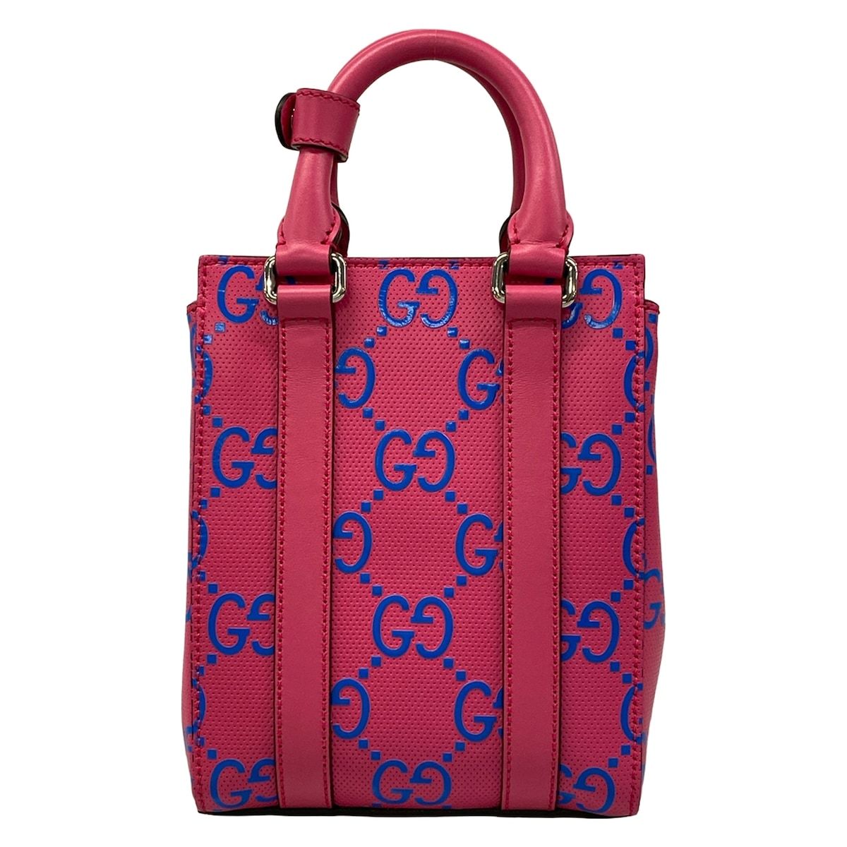 Gucci Tote GG Embossed Mini Pink Blue Leather — view 3