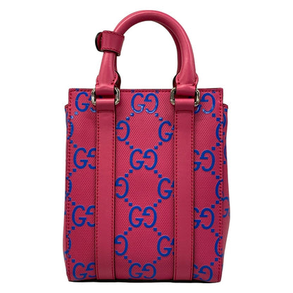 Gucci Tote GG Embossed Mini Pink Blue Leather — view 3