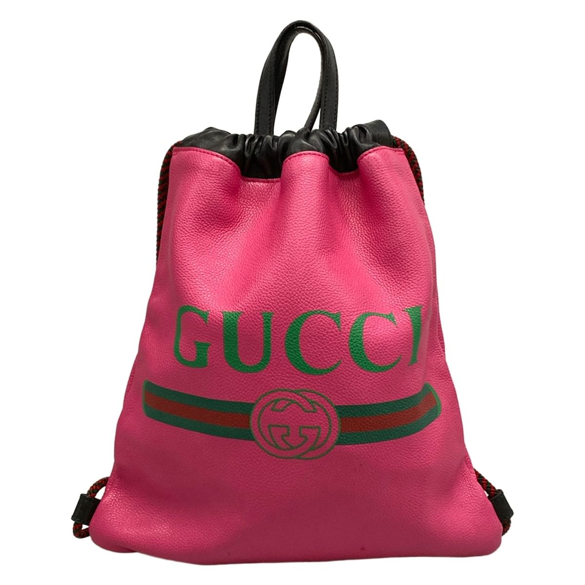 Gucci Backpack Small Drawstring Pink Green Multi 2-Way Leather