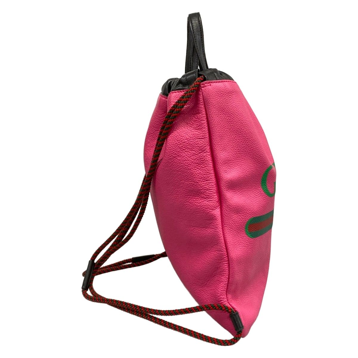 Gucci Backpack Small Drawstring Pink Green Multi 2-Way Leather — view 2