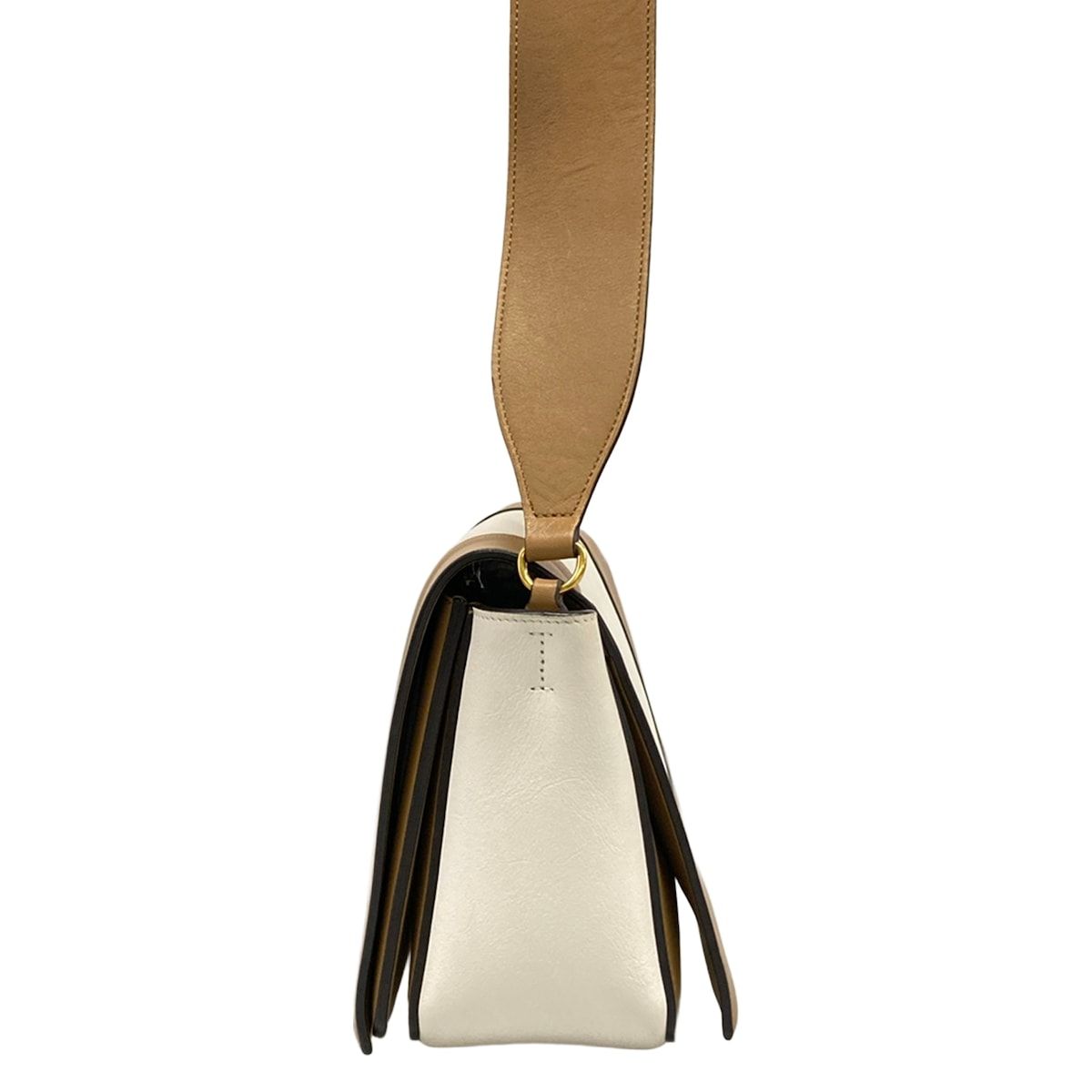 Celine Shoulder Bag Frame White Light Brown Leather — view 4