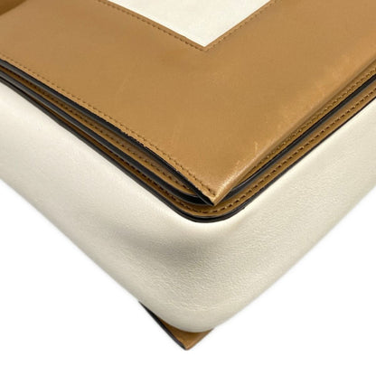 Celine Shoulder Bag Frame White Light Brown Leather — view 6