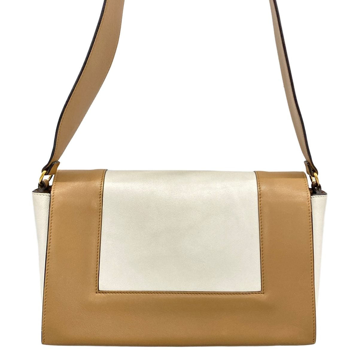 Celine Shoulder Bag Frame White Light Brown Leather — view 3