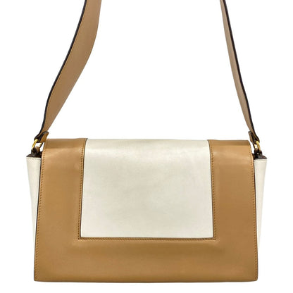 Celine Shoulder Bag Frame White Light Brown Leather — view 3