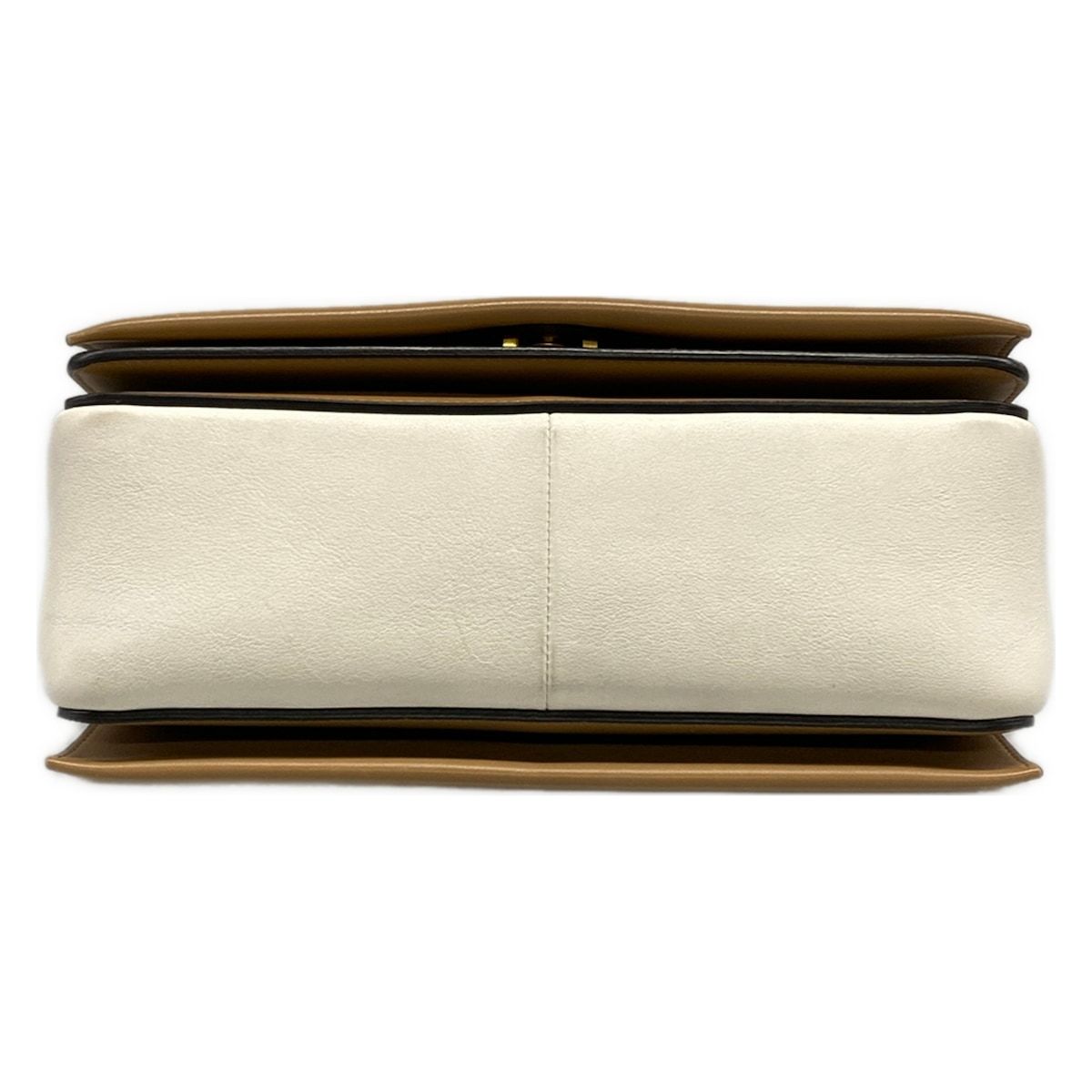 Celine Shoulder Bag Frame White Light Brown Leather — view 5