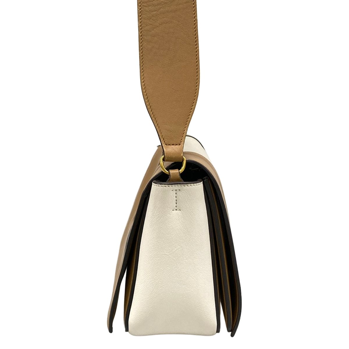 Celine Shoulder Bag Frame White Light Brown Leather — view 2