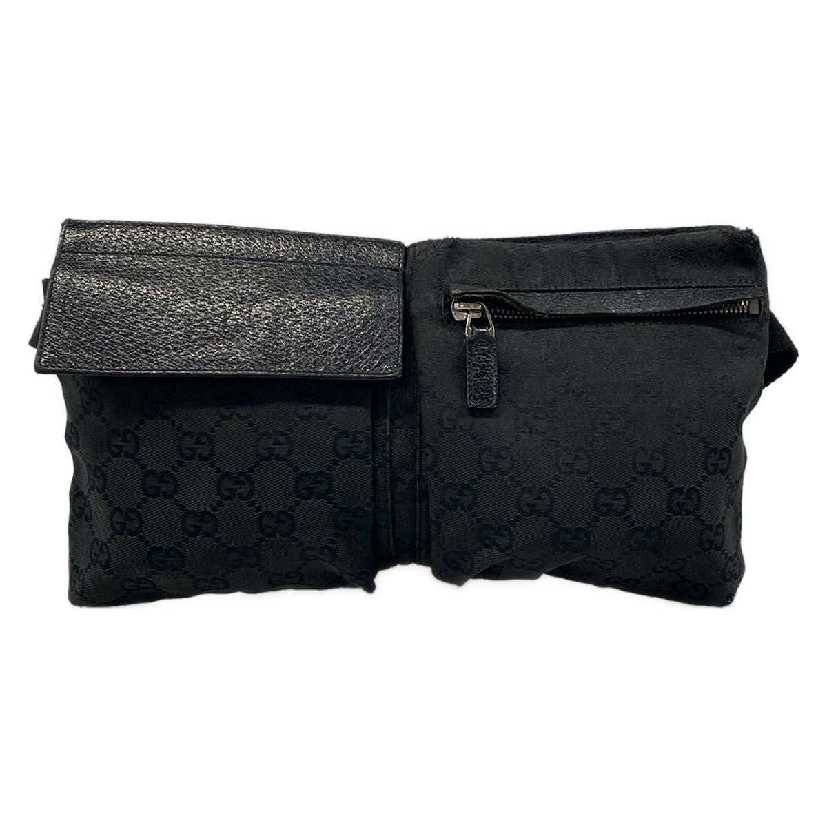 Gucci Waist Pouch GG Pattern Black Leather