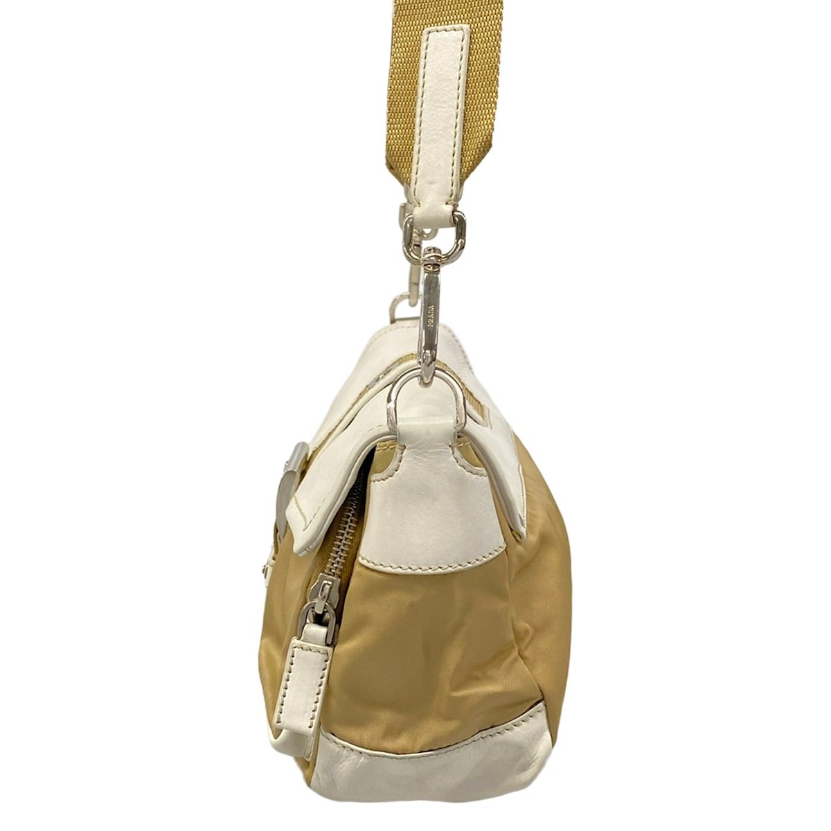 Prada Shoulder Bag Beige White Leather — view 4
