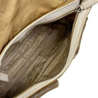 Prada Shoulder Bag Beige White Leather — view 7