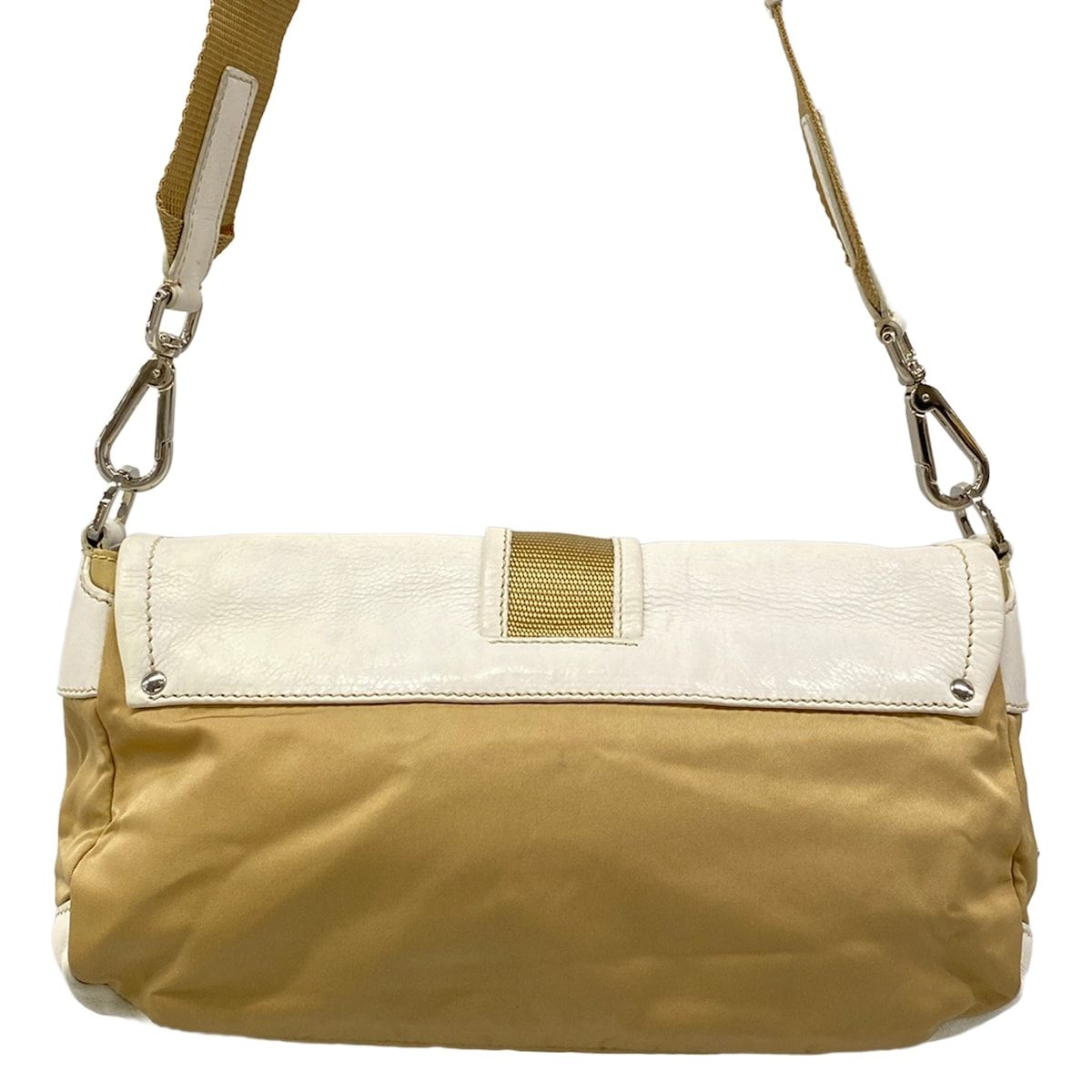Prada Shoulder Bag Beige White Leather — view 3