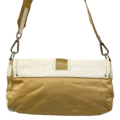 Prada Shoulder Bag Beige White Leather — view 3