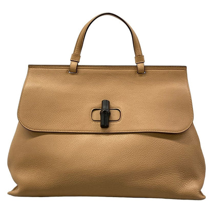 Gucci Handbag Bamboo Daily Brown Leather