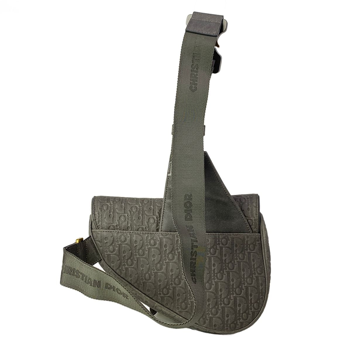 Dior Shoulder Bag Dark Gray Embossed Tears Leather Shearling — view 3