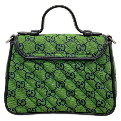 Gucci Handbag GG Marmont Mini Top Handle Bag Green Dark Navy Leather — view 3