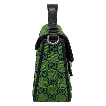 Gucci Handbag GG Marmont Mini Top Handle Bag Green Dark Navy Leather — view 2