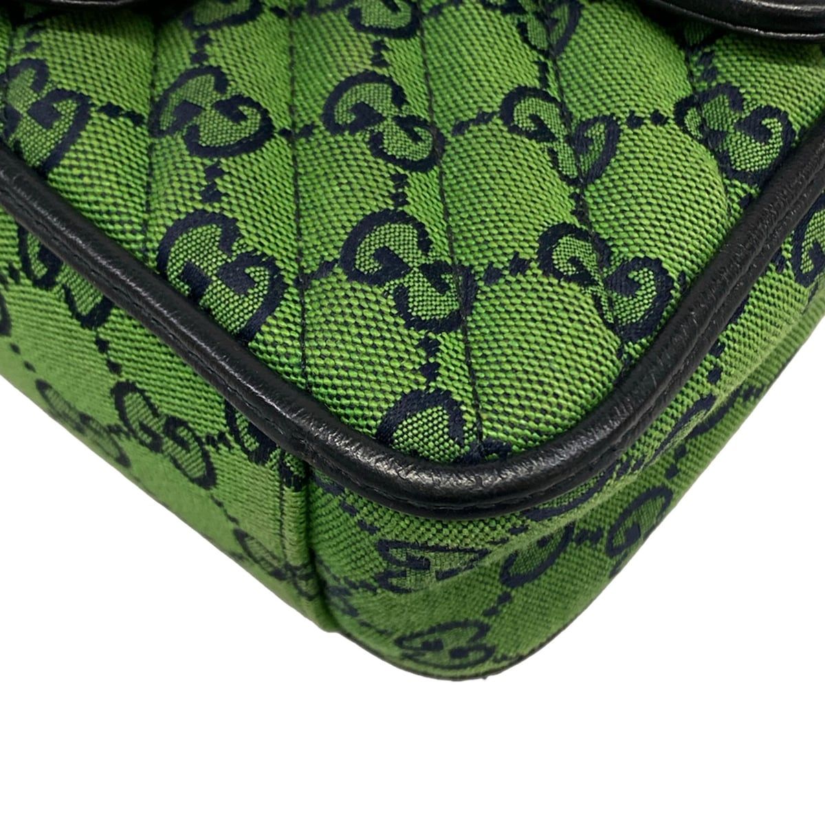 Gucci Handbag GG Marmont Mini Top Handle Bag Green Dark Navy Leather — view 6