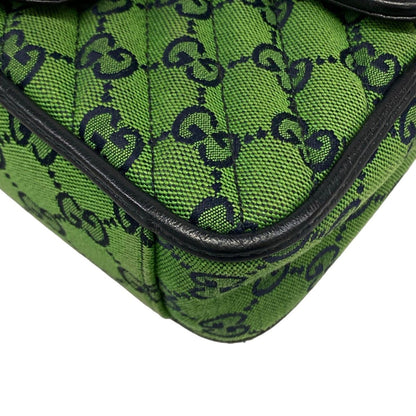 Gucci Handbag GG Marmont Mini Top Handle Bag Green Dark Navy Leather — view 6