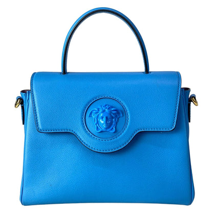 Versace Handbag la Medusa Blue Leather