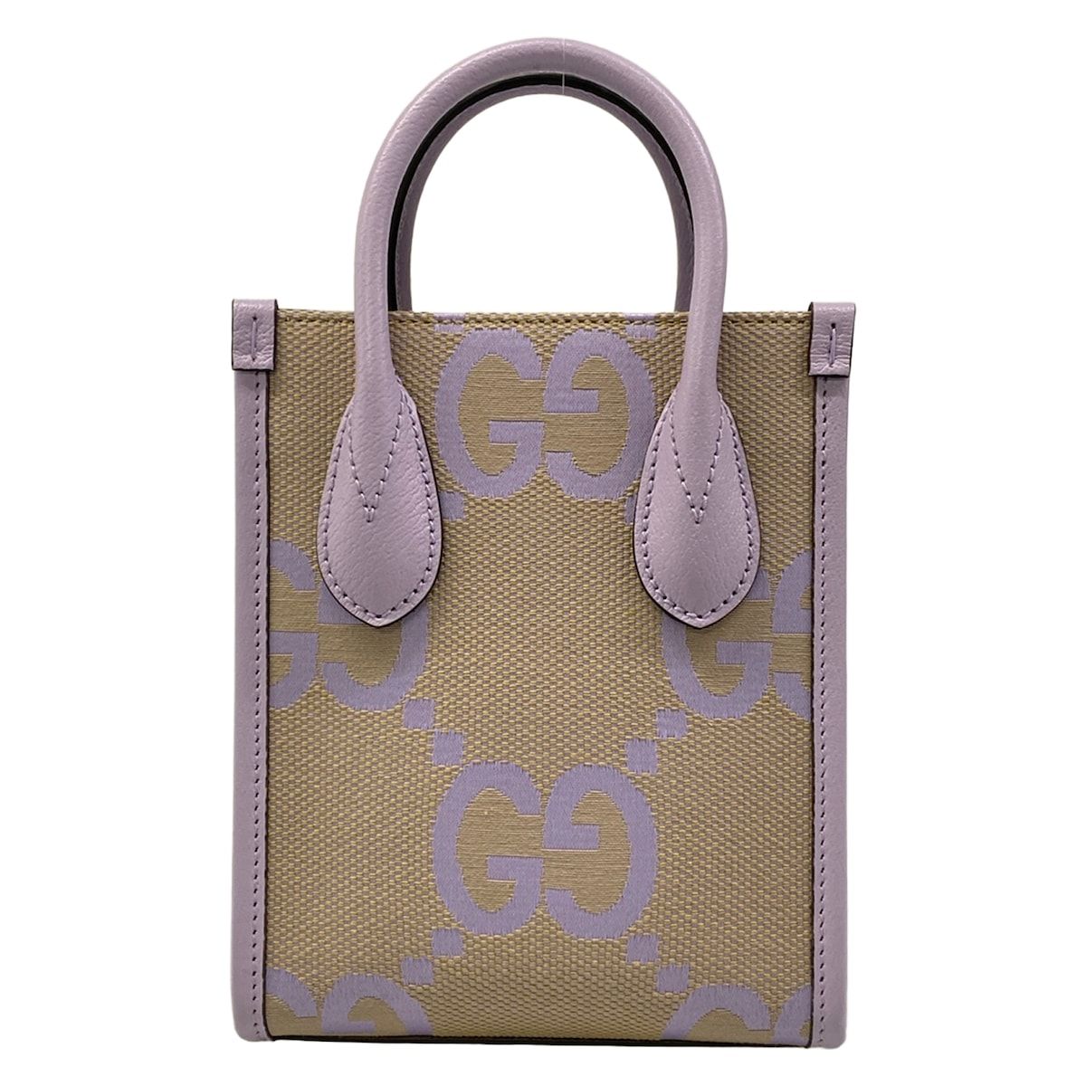 Gucci Tote Jumbo GG Light Purple Beige Leather