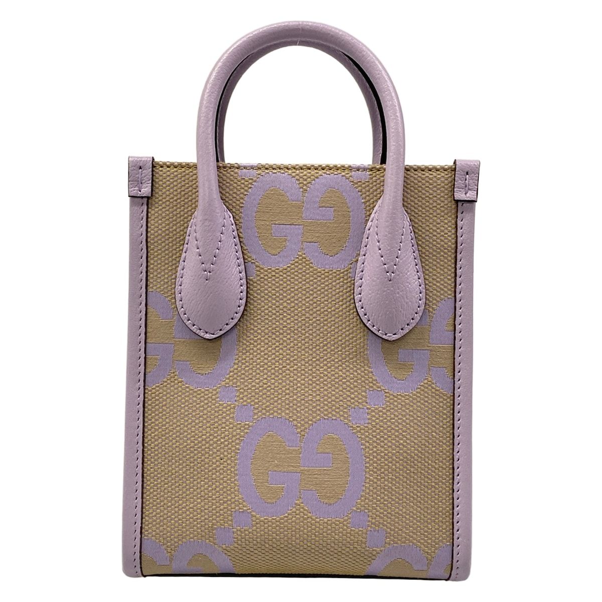 Gucci Tote Jumbo GG Light Purple Beige Leather — view 3