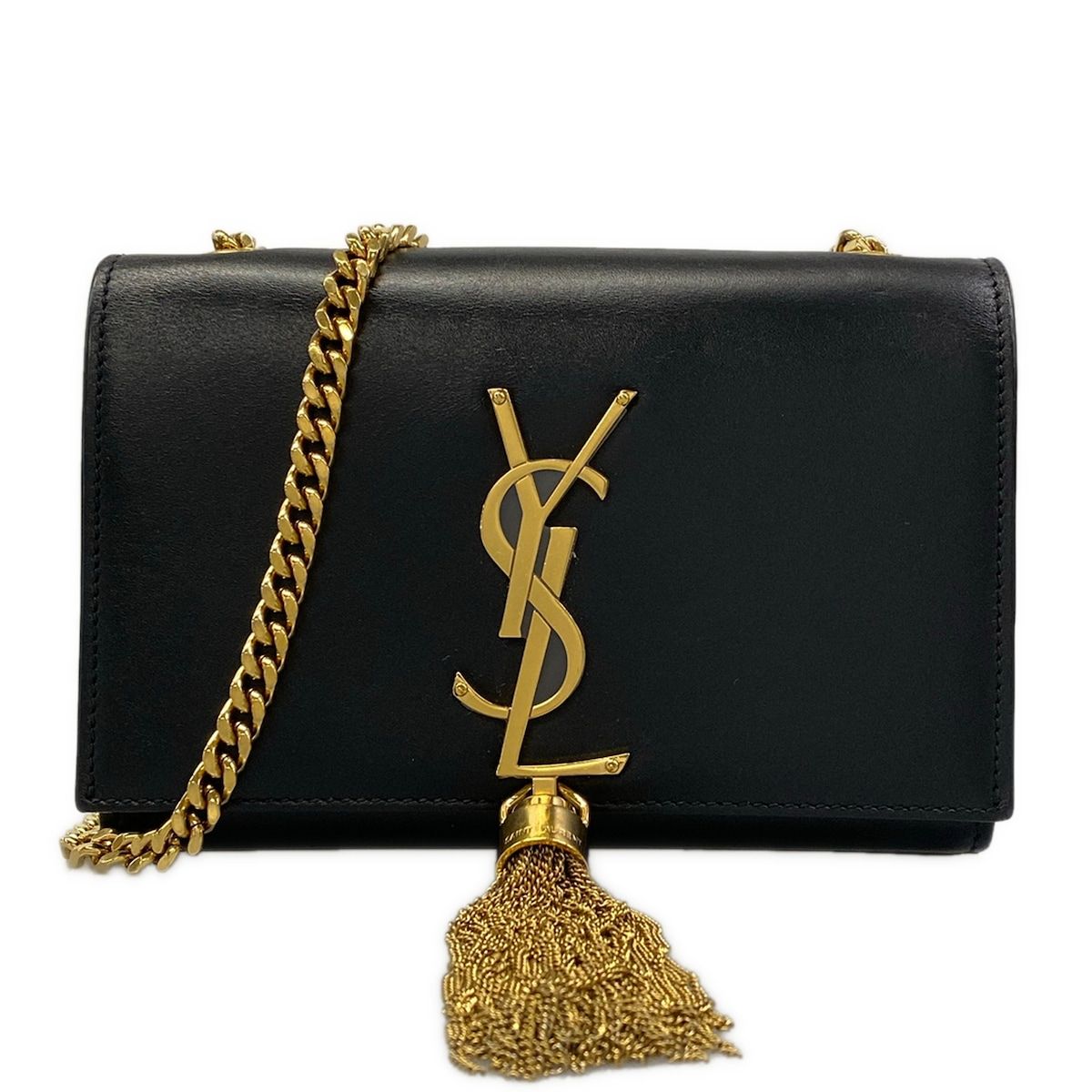 Saint Laurent Paris Shoulder Bag Kate Small Black Chain Leather