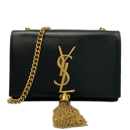 Saint Laurent Paris Shoulder Bag Kate Small Black Chain Leather