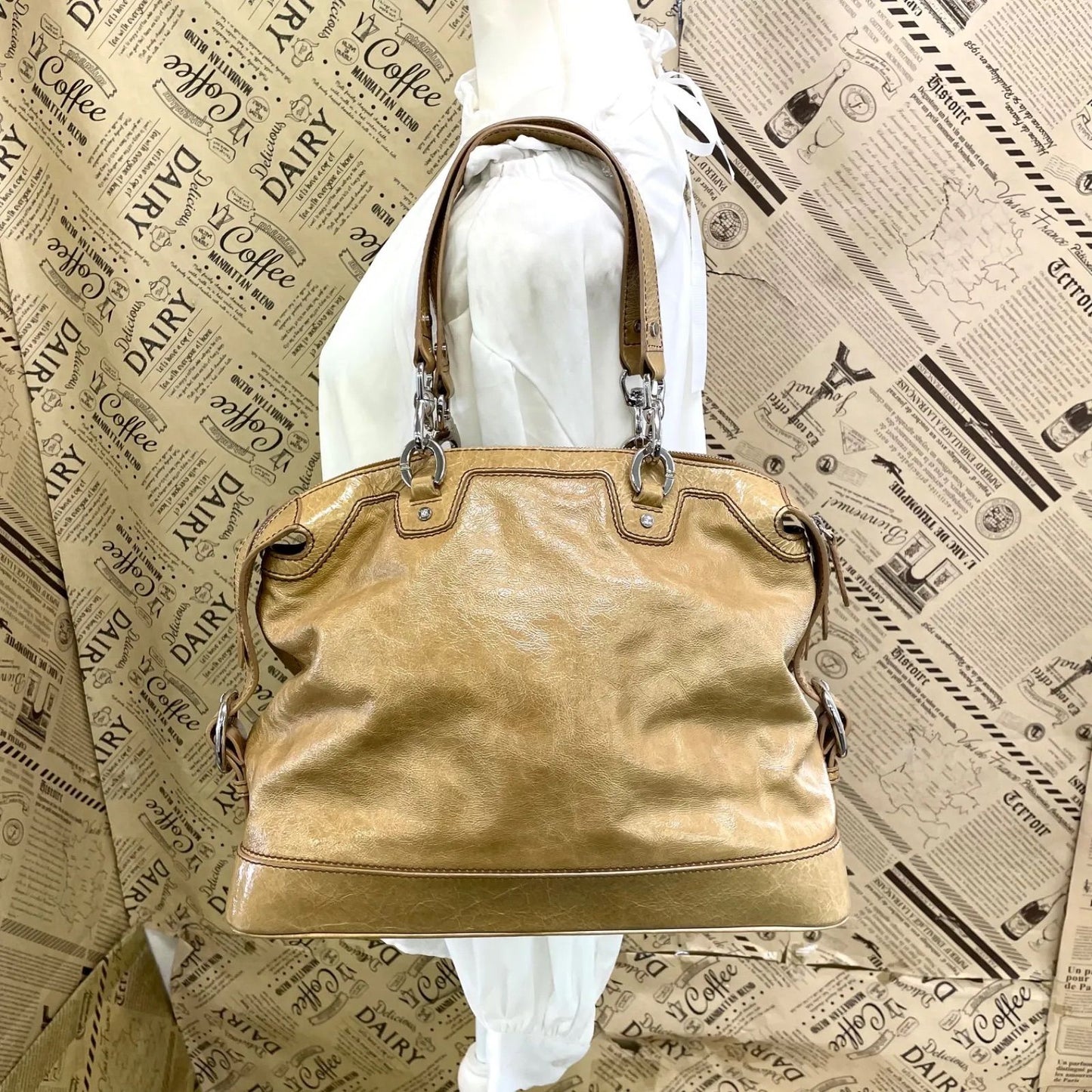 Celine Handbag Leather Beige Mini Boston Business Tote