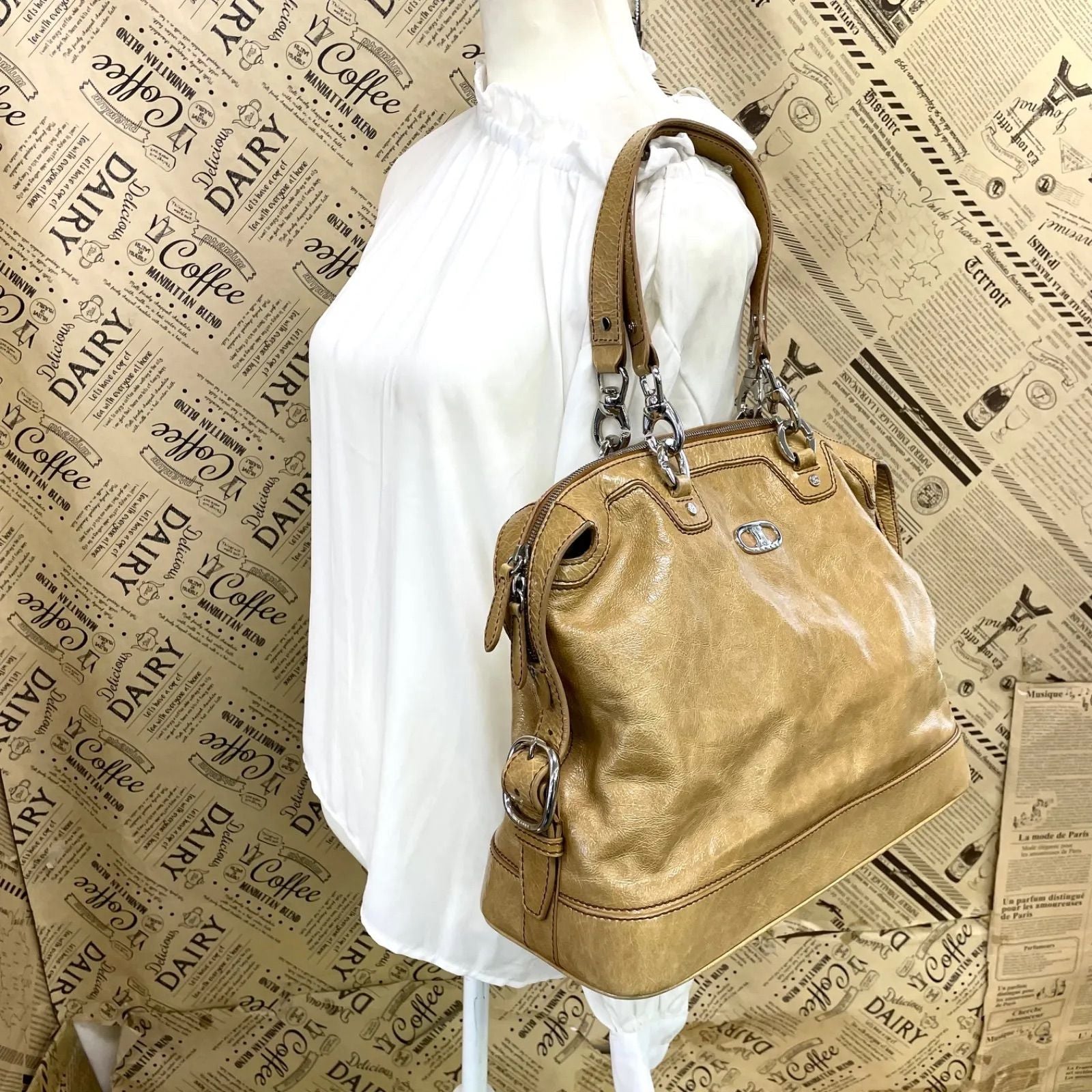 Celine Handbag Leather Beige Mini Boston Business Tote — view 3