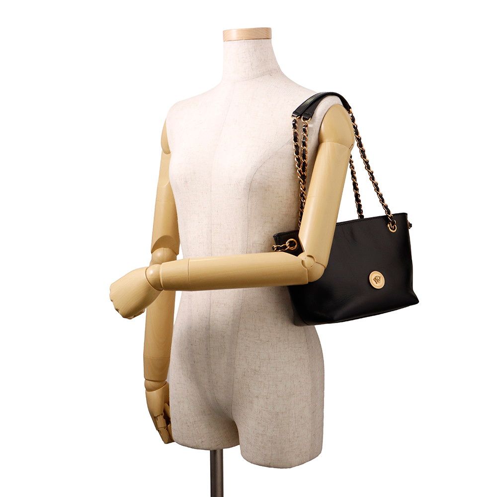 Versace Chain Shoulder Bag Medusa Small Tote Leather Black 2-Way — view 4