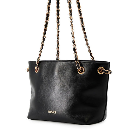 Versace Chain Shoulder Bag Medusa Small Tote Leather Black 2-Way — view 2