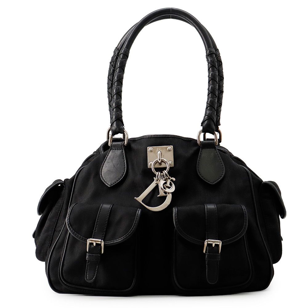 Dior Handbag Oblique Nylon Leather Black