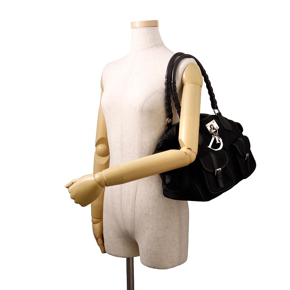 Dior Handbag Oblique Nylon Leather Black — view 4