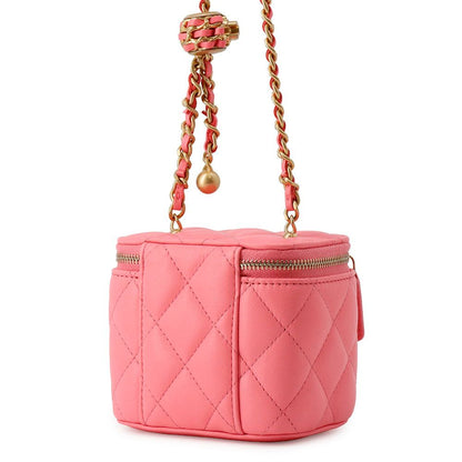 Chanel Chain Shoulder Bag CC Logo Quilted Coco Ball Vanity Small Lambskin — view 2