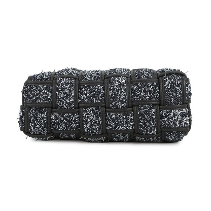 Bottega Veneta Shoulder Bag Brick Cassette Maxi Intrecciato Tweed Leather Black — view 3