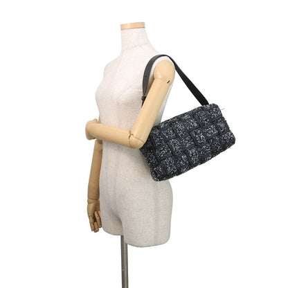 Bottega Veneta Shoulder Bag Brick Cassette Maxi Intrecciato Tweed Leather Black — view 4