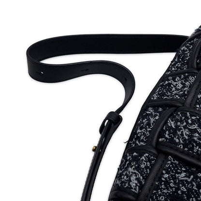 Bottega Veneta Shoulder Bag Brick Cassette Maxi Intrecciato Tweed Leather Black — view 8