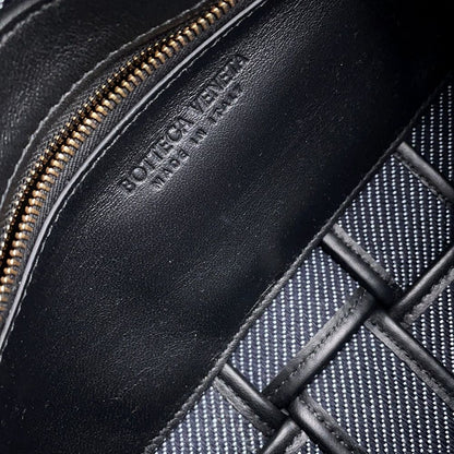 Bottega Veneta Shoulder Bag Brick Cassette Maxi Intrecciato Tweed Leather Black — view 7