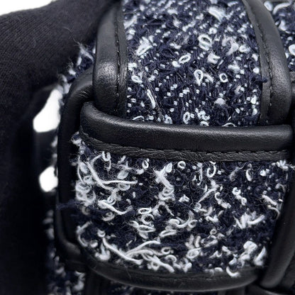Bottega Veneta Shoulder Bag Brick Cassette Maxi Intrecciato Tweed Leather Black — view 6