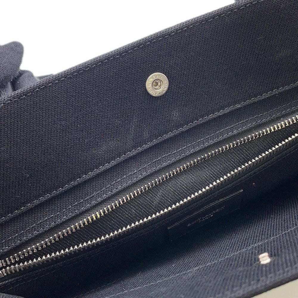Saint Laurent Paris Tote Rive Gauche Small Canvas Leather Black — view 9