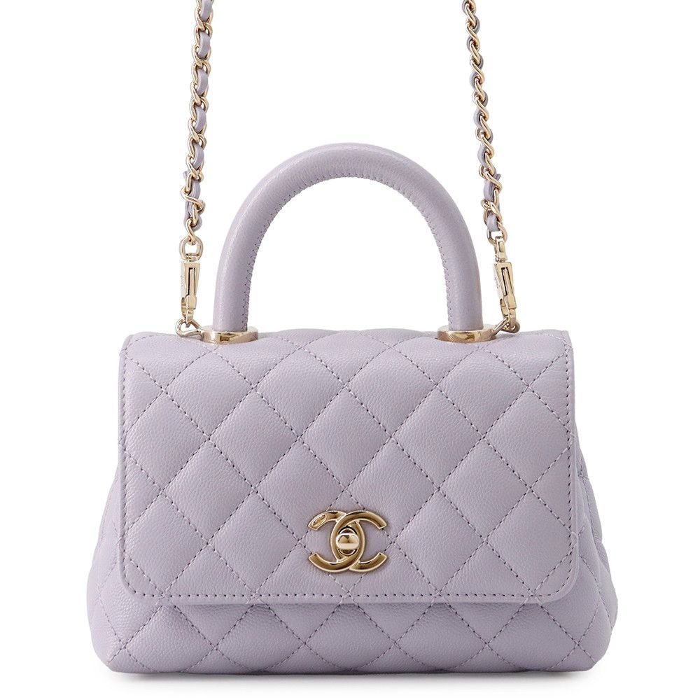 Chanel Handbag CC Logo Coco Handle Mini Flap Caviar Leather 2-Way