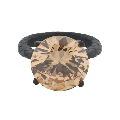 Bottega Veneta Ring Colored Stone Round Cut Intrecciato