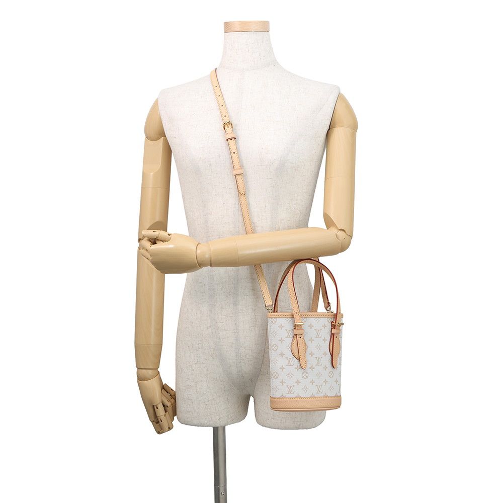 Louis Vuitton Monogram Mini Nano Bucket 2-Way Shoulder Bag White — view 5
