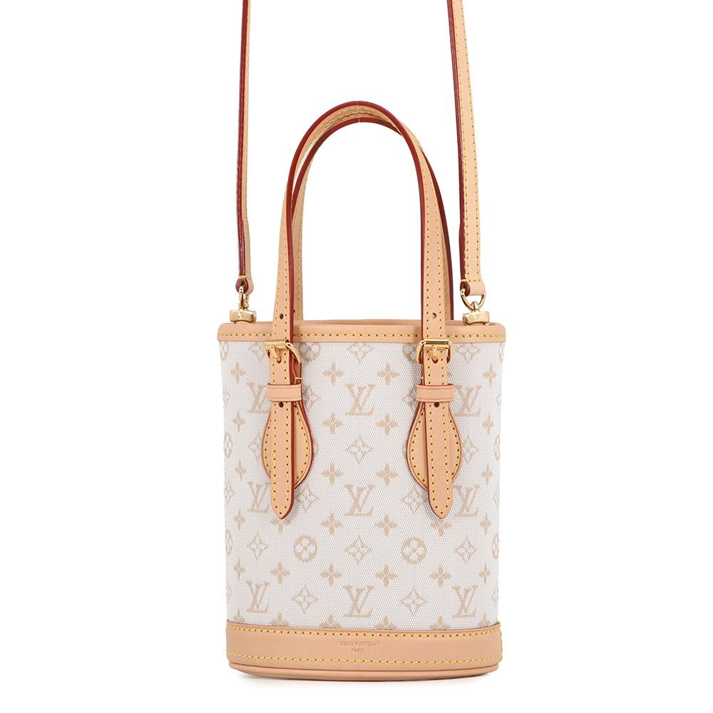 Louis Vuitton Monogram Mini Nano Bucket 2-Way Shoulder Bag White