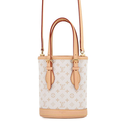 Louis Vuitton Monogram Mini Nano Bucket 2-Way Shoulder Bag White