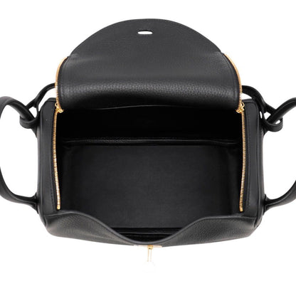 Hermes Handbag Lindy 26 Black Gold Taurillon Clemence 2-Way — view 5
