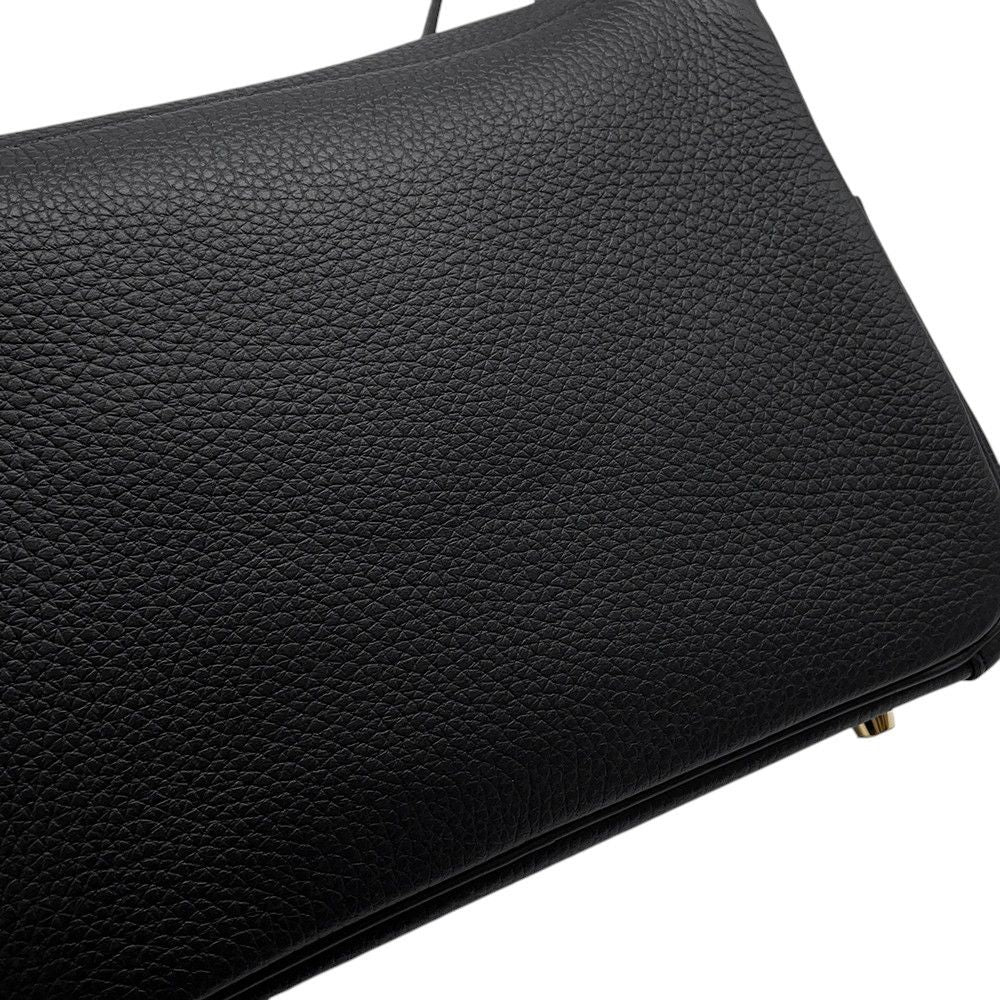 Hermes Handbag Lindy 26 Black Gold Taurillon Clemence 2-Way — view 6