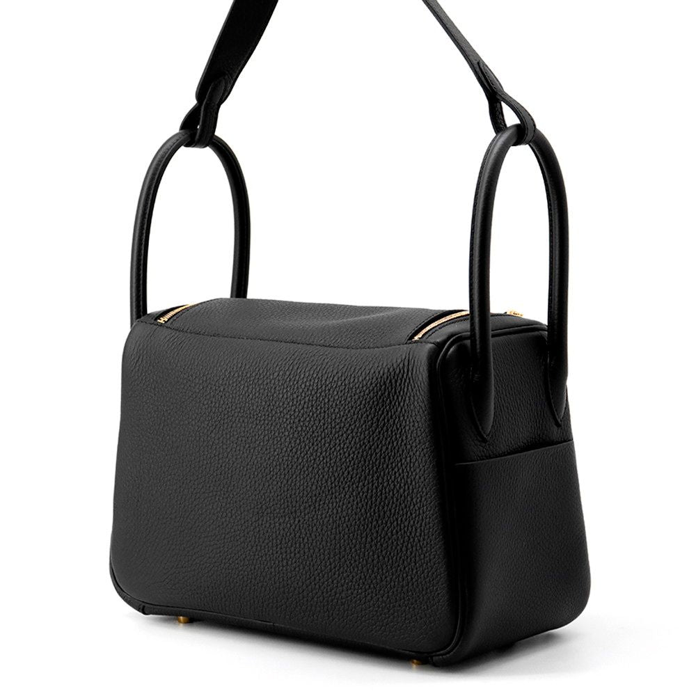 Hermes Handbag Lindy 26 Black Gold Taurillon Clemence 2-Way — view 2
