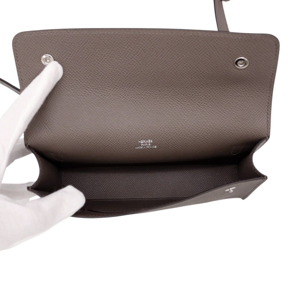 Hermes Shoulder Wallet Nap to Go Etain Silver Lacquer Epsom — view 5